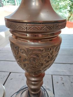 Vintage 1950s Chinese Brass Table Lamp James Mont Style