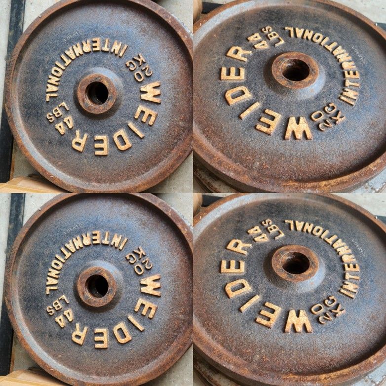 44LB WEIDER OLYMPIC WEIGHTS 2" BARBELL WEIGHT PLATES $75 A PAIR