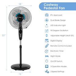 Costway HW54237 Black Pedestal/Standing Fan