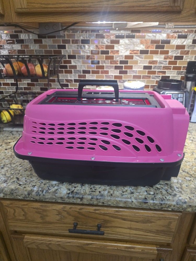 Small Pink Animal Carrier With 2 Doors