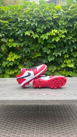 Nike Air Jordan 1 Low Football Cleats - Red/White/Black Size 7.5