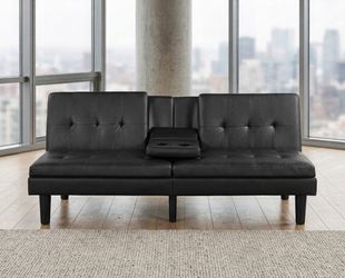 Designer Style Futon with USB Charging & Cup Holders