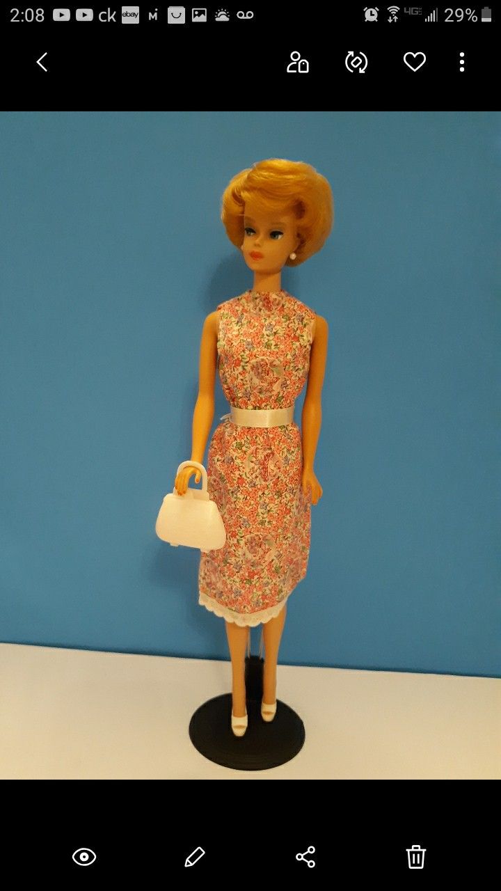 VINTAGE CLONE BARBIE PINK FLORAL PATTERN DRESS 1960'S $12- FIRM*PRICE IS FINAL*