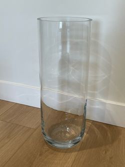 Clear Glass Cylinder Flower Vase, Decorative Solid Plain Freestanding