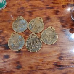 Five Brass Vintage Chinese Medallions 
