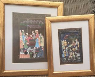 Two Vintage persian Mughal Indian Persian Paintings