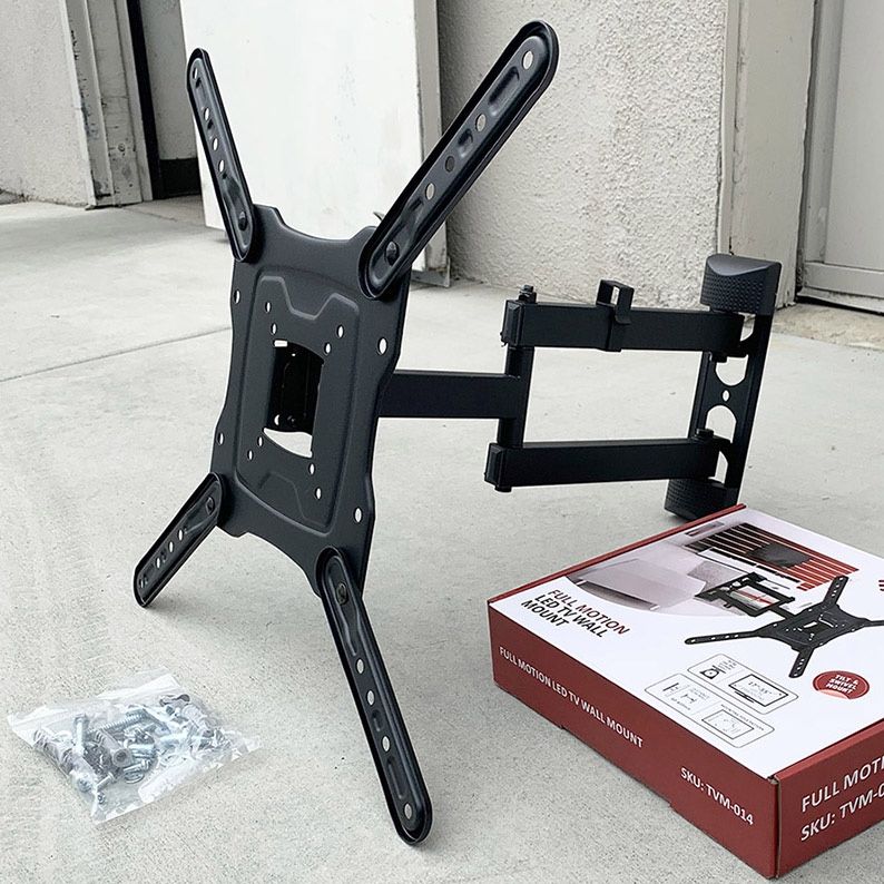 (New in Box) $19 Full Motion TV Wall Mount Bracket 17-55 Inch TVs, Dual Arms Tilt Swivel Articulating Max 66Lbs 