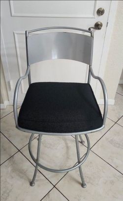 Silver metal with fabric seat swivel bar stool