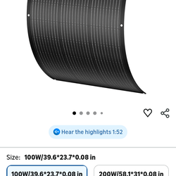 BougeRV Arch 100 Watt Fiberglass Flexible Solar Panel 23% High-Efficiency, 270° Lightweight Portable Bendable 12 Volts