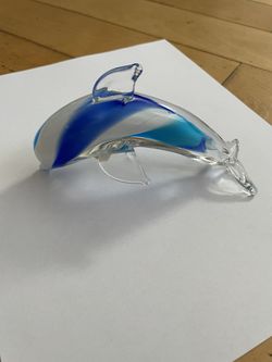 Vintage Decorative Glass Dolphin Figurine 