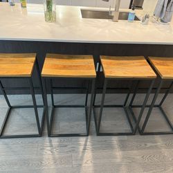 Solid Wood Topped Bar Stools (4)