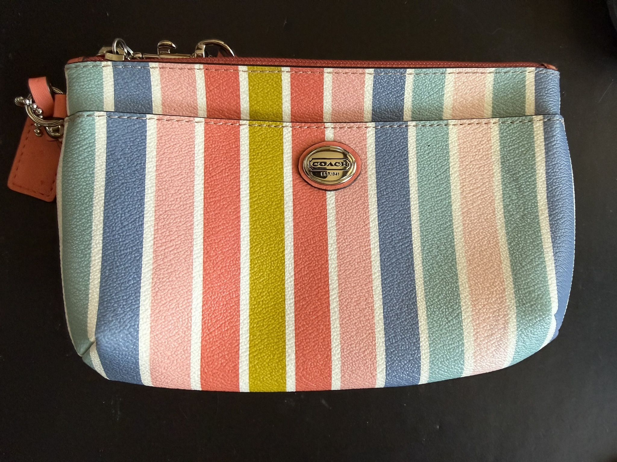 Coach Peyton Rainbow Multi Stripe Wristlet