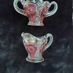 Imperial Hand Painted Red Glass 