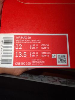 Air max 90 size 12 all white