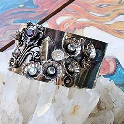 Silver Amethyst Cuff Bracelet 