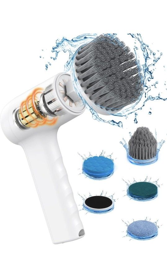Brand New Electric Spin Scrubber with Digital Display - Cordless Electric Shower Scrubber with 5 Replaceable Heads 2 Adjustable Speeds