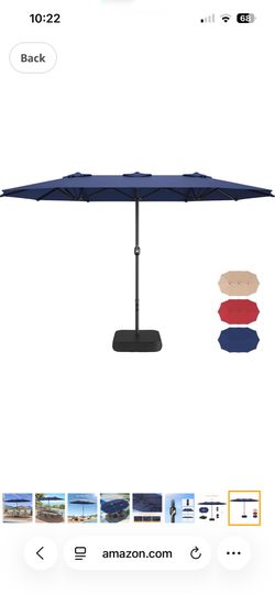 15ft Outdoor Patio Umbrella with Base Included Extra Large Pool Umbrellas with Crank, Double Sided Rectangle Table Umbrella for Deck, Market, Garden