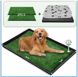 Dog Grass Pad w/ Foldable Dog Litter Box, XL Liner Base for Balcony, Ultra-Absorbent Artificial Grass