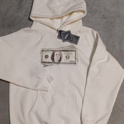 Men's Size Small Brand New 100 Bill Prod BLDG CLOTHING tags White Hoodie