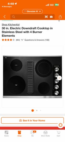 30 in. Electric Downdraft Cooktop in Stainless Steel with 4 Burner Elements