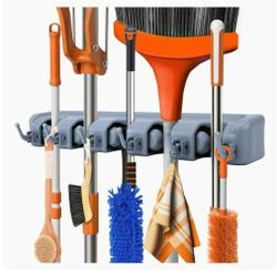 New Mop Broom Holder Wall Mounted Hanging Utility Tool Organizer and Storage Rack, $18 Or Best Offer 