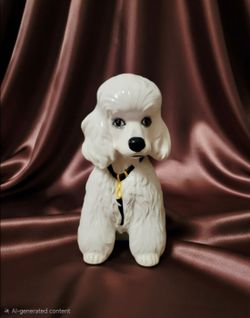 Vintage ltalian White Poodle Dog Puppy Ceramic Figurine Statue Hand Painted 17"