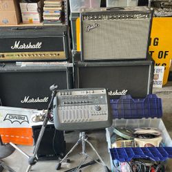 Marshall Amp And Speaker, Stack, Fender, Deluxe, Reverb Amp, Electric Guitar, Drum, Stand Chords, Etc. Large Selection