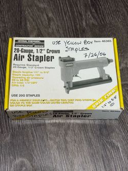Central Pneumatic Contractor Series 20-Gauge 1/2" Crown Air Stapler