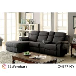Gray Sectional Sofa With Recliner (Free Delivery)