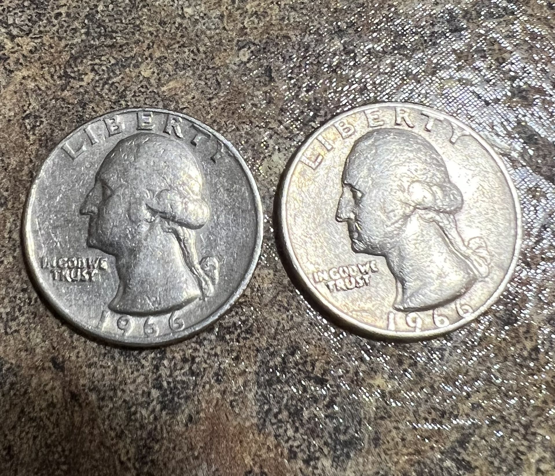 Both 1966 No Mint Mark Quarter