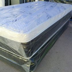 Twin Size Set Mattress 12" Europillowtop And Orthopedic Brand New 