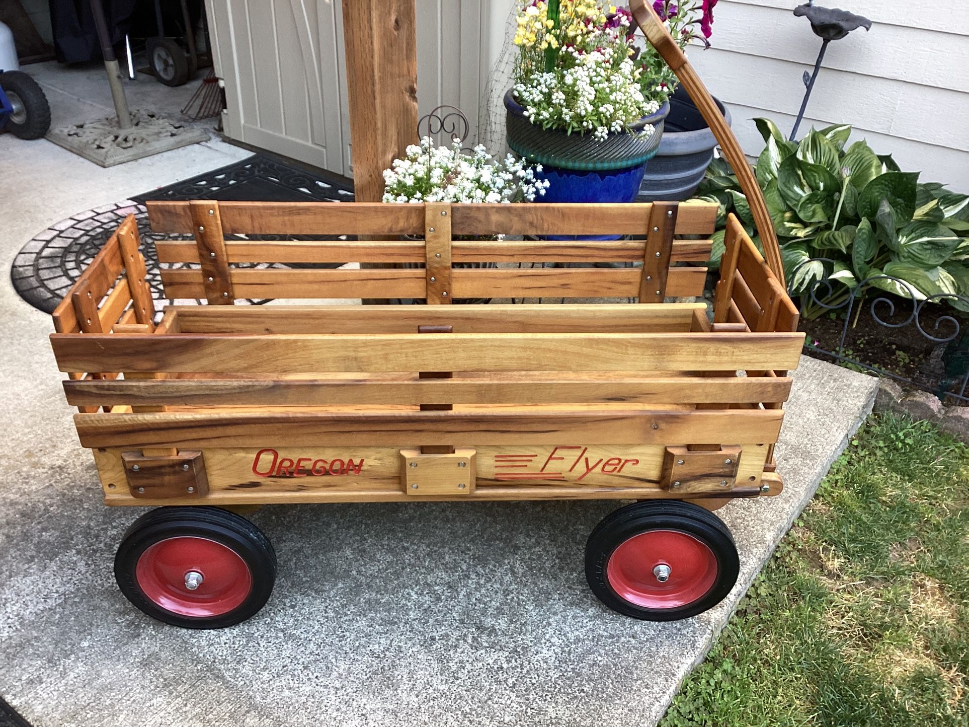 Unique Wood Wagon LARGE Handmade 