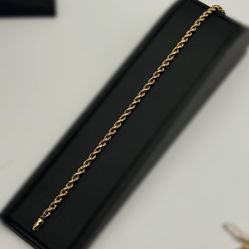 Jewelry 10k Hollow Yellow Gold Rope link bracelet 8.50” 3.20 grams 3.50mm