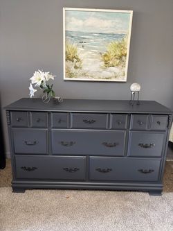 Refinished Dark Gray Wood Dresser