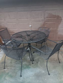 Vintage 5 pcs Heavy Duty Wrought Iron Outdoor Patio Dining Set