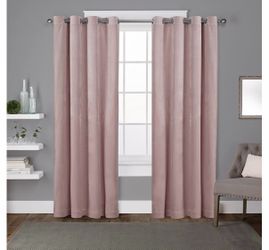 Exclusive Home Curtains  Velvet Heavyweight Grommet Top Curtain Panel Pair, 54x84, Blush, 4 pieces