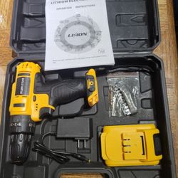 RUKESHI Lithium Electric Tool Cordless Hammer Drill Set. NEW