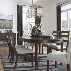 Adinton Reddish Brown Dining Room Set /Dining table and Chairs 