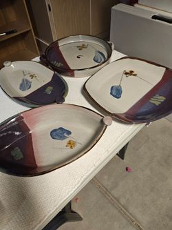 3 Pottery Items platters n casserole for use or decoration NEW, $10.00 EA OR 3 FOR 25.00