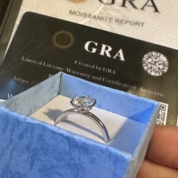 1CT Moissanite Lab Diamond Ring S925 Sterling Silver Size 6