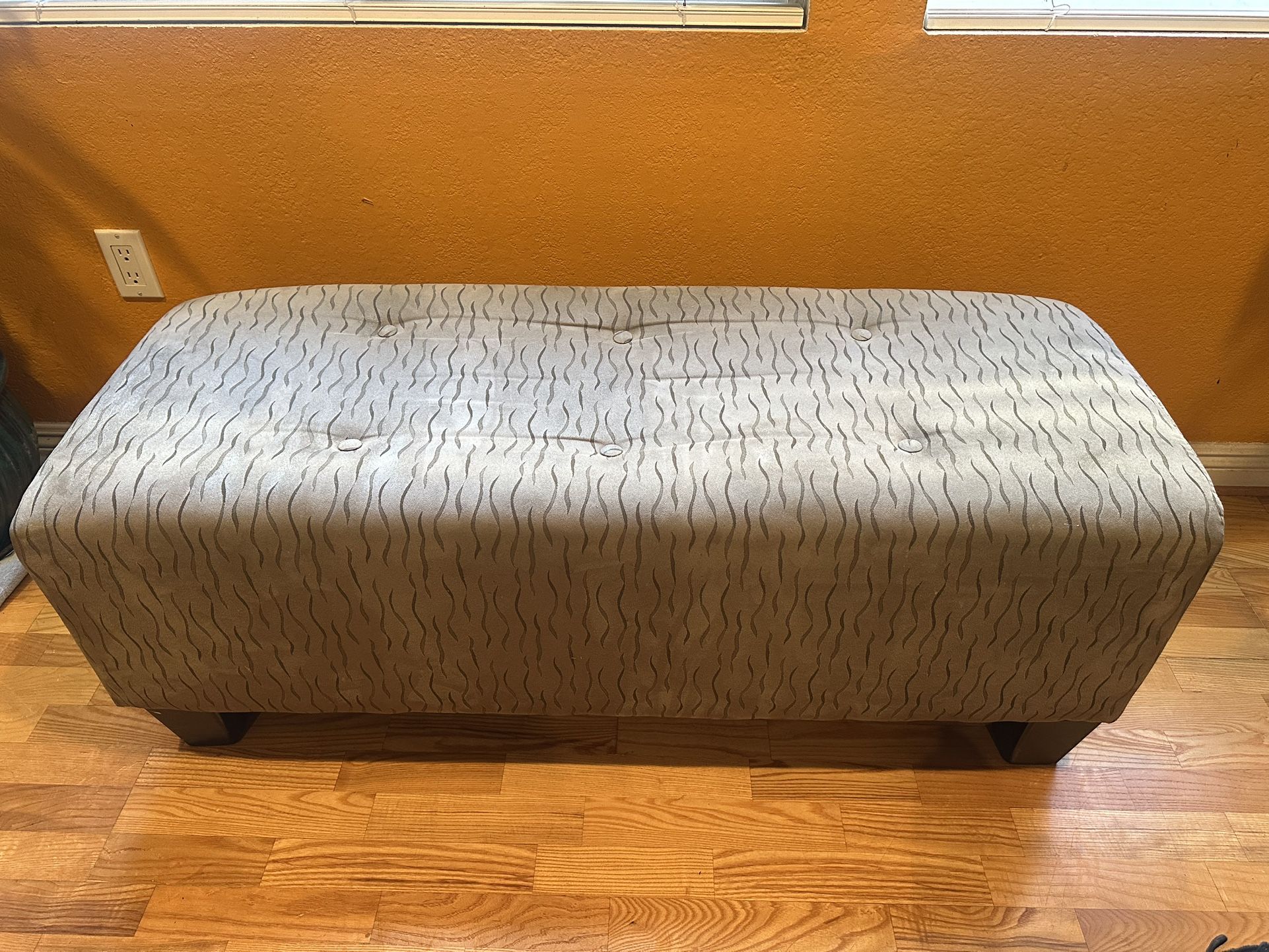 Beige Upholstered and Tufted Rectangular Ottoman