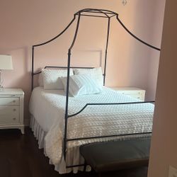 Canopyw Bed Frame – Elegant Metal Design (Bed And Box Springs Incl - Bedding Not Included)