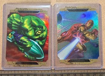 🔥 RARE 2008 Marvel Masterpieces Series 2 Foil Die-Cut Chase Set (Hulk & Iron Man) 🔥