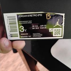 Jordan 6 Retro (PS) Sz 3 Boys 