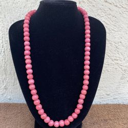 Pink Wooden Beads Necklace 18 1/2” .