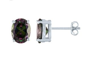 Ladies Brilliance Fine Jewelry Simulated Mystic Topaz and CZ Sterling Silver Earrings