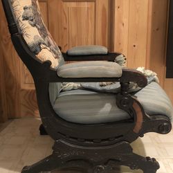 Antique Platform Rocking Glider With Casters 