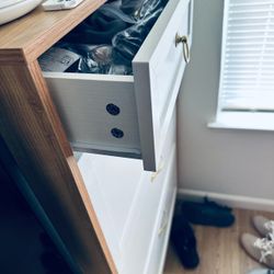 White and Oak Chest of Drawers