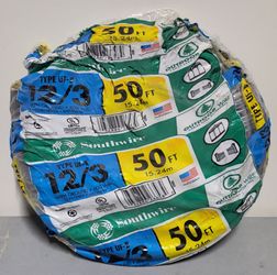 Southwire 50 ft. 12/3 Gray Solid CU UF-B W/G Wire 600v Direct Burial New