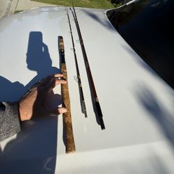 Vintage fishing poles/decorations/fishing gear/she shed/man cave/steelhead fishing/old cabins/camping/RV/hiking